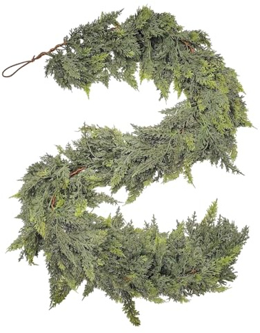 Guirnalda de Pino de Navidad, Guirnalda de Cedro de Navidad, guirnaldas de Pino de Invierno de tactos Real, guirnaldas de pinos de Cedro de Navida-d Realista de imitación Verde para decoración