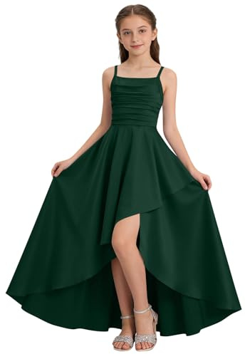 Girl's Party Dresses, Kids Spaghetti Strap Junior Bridesmaid Dresses Silk Satin Flower Girl Dress Casual Fancy Dress Daily Wear Special Occasions 5-14 Years