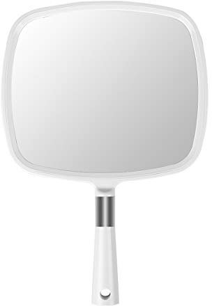 Handspiegel mit Schneeflocken, groß, mit Griff, zum Aufhängen, für Friseure, Weiß