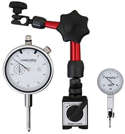 Accusize Industrial Tools 0-1'' by 0.001'' Dial Indicator, 0.03'' by 0.0005'' and 1 Magnetic Base Professional Combo, 0510-0518