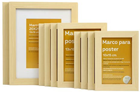 Nacnic Noce dimensione del frame Lightwood (10 SET - | 20x25cm | x2 - | 13x18cm | x4 - | 10x15cm | x4). Telaio Lightwood per le foto, manifesti, diplomi, ..