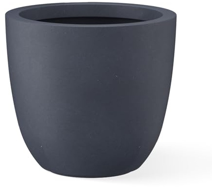 Kante Large Round Bowl Charcoal Concrete Planter 18 Dia, Outdoor