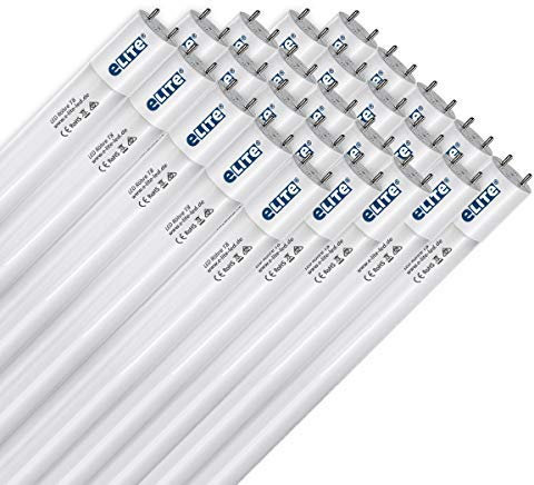 eLITe LED Röhre T8, 60cm, ultra hell, 1050lm, 8W, 865, 6500 Kelvin, Tageslichtweiß, 330 Grad, homogenes Licht, Glas, langlebig 50.000h, 5 Jahre Garantie, für Rasterleuchten geeignet, 25 Stück