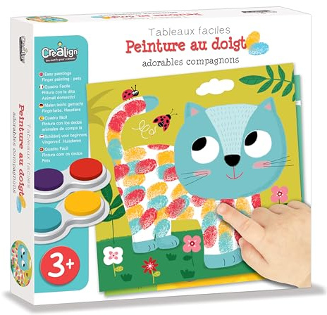Créa Lign | Peinture au Doigt Adorables Compagnons | 3 ans+ | Encre lavable