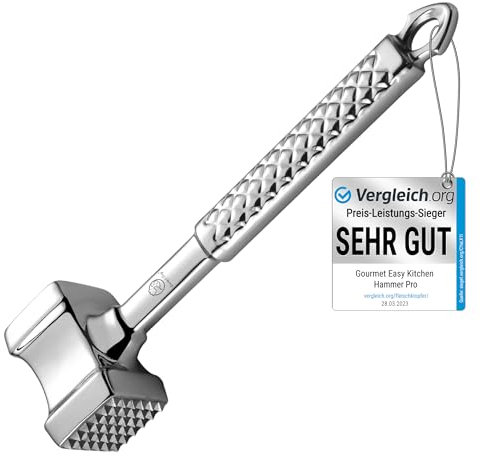 Batticarne acciaio inox 304 professionale | Design ORIGINALE | Batticarne professionale ideale per cotolette, braciole, bistecche | Batticarne a martello con 5 anni di garanzia