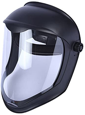 F Fityle Escudo Facial Casco de Soldadura con Lente Transparente de Pantalla de Policarbonato Sin Recubrimiento Anti-UV Protección de Ojos Cara Completa - Máscara única diadema