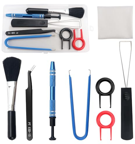 YIXISI 8 Piezas Kit limpieza de teclado, Herramienta agarre de 4 garras, Extractor de Teclas para Teclado Mecanico, Herramientas para agarrar piezas pequeñas chips IC, tuercas, limpieza de teclados