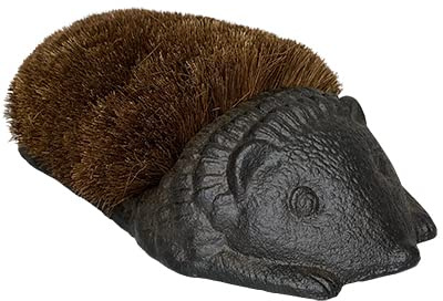 Esschert Design Cast Iron Hedgehog Boot Brush – Decorative Outdoor Shoe and Boot Cleaner with Coco Fiber Bristles, Small Garden Entryway Boot Scraper for Porch Patio Mudroom