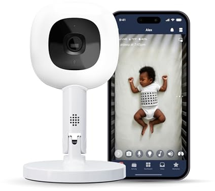 Nanit Pro Baby Monitor - Monitor Bebé Inteligente - Vigilabebés con Audio Bidireccional, Alertas Movimientos y Sonidos, Monitoreo Sueño - Cámara Bebé Wi-Fi 1080p con Visión Nocturna - Soporte Flex