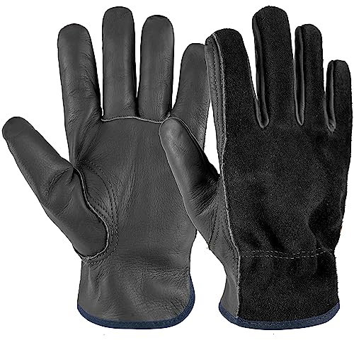 EINSKEY Gardening Gloves for Men Women, Tough Thorn Proof Leather Safety Work Gloves, Heavy Duty Rigger Protective Gloves with Strong Grip for Garden Yard Mechanic Welding