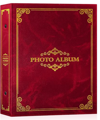 Lanpn Fotoalbum 6 x 4 Slip in, traditionell klassisk 400 fickor fotoalbum håller endast porträtt 10 x 15 cm bild röd