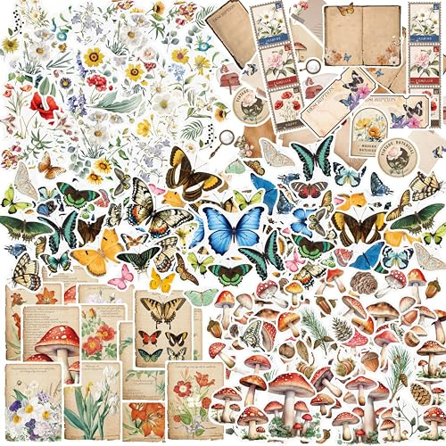430+ Autocollants Washi Vintage, Autocollants en Papier Botanique pour Kits d'Artisanat Esthétique pour Scrapbook, Journal Intime, journal artistique, collages, Décoration de Journal et de Planner