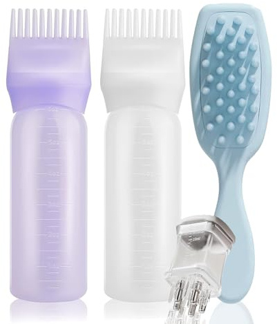 dancepandas 4 Stück Haaröl Applikator, Hair Oil Applikator Scalp Applicator Flasche Applikator Flasche Haare Kopfhaut Massagebürste für Haarfärbung Haarmasken Haarpflegeöle