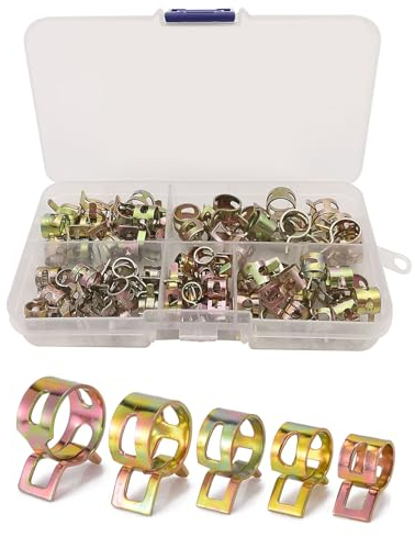 Schlauch Federklemmen, Kraftstoffleitung Schlauchschellen, Benzinschlauch Schellen, Benzinschlauch Klemmen, Benzin Rohrschellen, Kraftstoffleitung Federbandschellen, Für Luftschlauch, 75 Stück