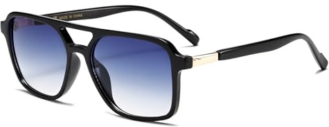 YAMEIZE Occhiali da Sole Classici a Doppio Ponte Rettangolari - per Donna Uomo Retro 70s Pilot Quadrati Vintage Shades Occhiali Guida All'aperto