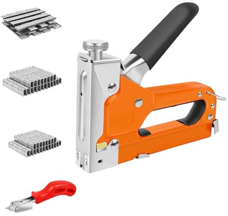 Tacker für Holz Handtacker mit 3000 Klammern 3 in 1 Tackerpistole Set Leistungsstarker Holztacker mit Klammerentferner, Regulierbarer Schusskraft für Tischlerei DIY-Enthusiasten