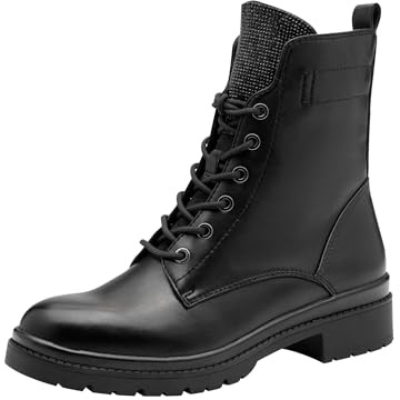 Tamaris Bottines plates en dentelle pour femme - Noir glam - Taille 40 EU, Black Glam, 40 EU