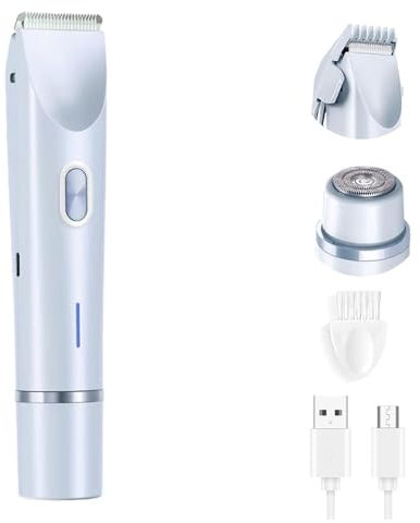 Intimrasierer für Frauen, 2025 Neu 2 in 1 Dual Head Shaver Rasierer, Damenrasierer Elektrisch mit USB Ladestati für Körper, Scham und Nase (Blau)
