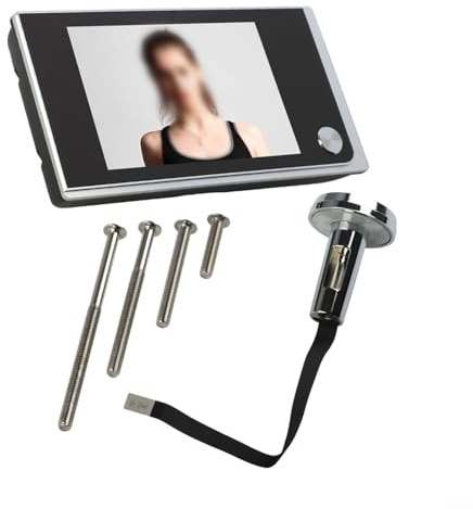 Cámara de mirilla digital para puerta, cámara de mirilla HD de 720P con pantalla LCD de 3,5 pulgadas, ángulo amplio de 120 grados - Monitor de seguridad electrónico para puerta color plateado