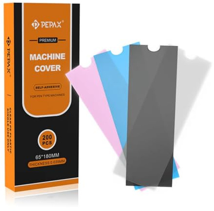 PEPAX Professionnel Grand Sacs de Stylo de Tatouage - 200 Pièces 6.5cm x 18cm Blanc Auto-adhésif Manchons de Machine à Jetables Sac de Type de Stylo Filtre Pour Fournitures