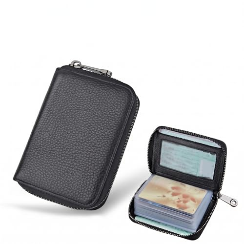 tsejitxin Tarjetero Unisex de Cuero Sintético, Negro