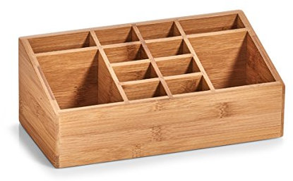 Zeller 25385 Organizer m. 12 Fächern, Bamboo, ca. 25,4 x 12 x 10 cm, Schreibtischorganizer, Schminkorganizer, Organzier für Büro, Küche, Bad, Natur