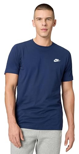 NIKE Men's Sportswear Club T shirt, Midnight Navy/White, M UK