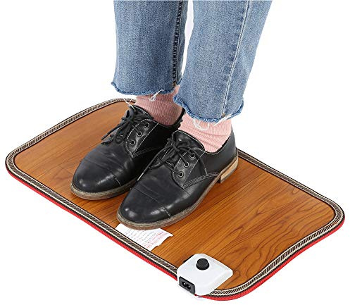 Estera calefactada eléctrica, cojín calefactor de suelo para pies Acolchado y cálido Cojín para los pies debajo del escritorio para oficina y hogar 20,5 x 11,8 pulgadas(enchufe de la UE)