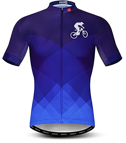 Cycling Jersey Mens Bike top MTB Shirt Zip Mountain Road Clothing Pockets Bicycle Riding Summer Pro Team Sports Racing Cycle Blouse Short Sleeve Uniform Purple M