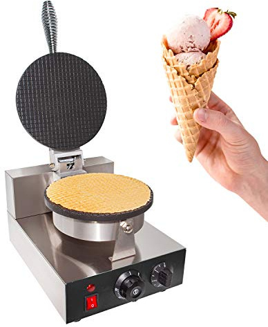 GorillaRock Waffle Cone Maker Commercial | Waffle Roll Maker | Nonstick Covering | Stainless Steel