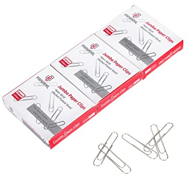 PAPERPAL Jumbo Non-Skid Paper Clips, 2 Inch (50 mm), 300 Count, Silver