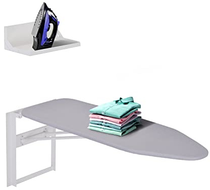 Ivation Tabla de Planchar montada en la Pared con Estante de Almacenamiento, Plegable de 36.2 x 12.2 Pulgadas, estación de Planchado Plegable para el hogar, apartamento y Palanca de fácil liberación,