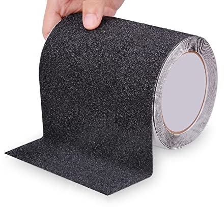 OQingluan Antirutsch Klebeband, 15cm*5m Antirutsch Treppenstufen, Rutschfest Streifen mit Selbstklebend, High Grip, Wasserdicht, für den Innen-und Außeneinsatz Geeignet, Schwarz