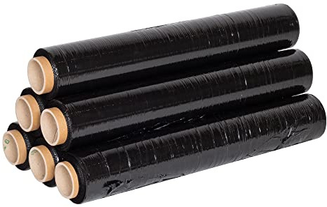 Precifilm Film Embalaje Negro Estirable - Film Plastico Elástico y Resistente con Núcleo Fino - 50cm Ancho, 23 Micras de Grosor, Excelente Adherencia - Film para Embalar, 200m, Paquete de 6 Rollos