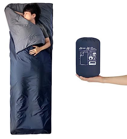 Litume kombinierbarer, Schlafsack für Erwachsene, Doppelschlafsack, 1,5 lbs/720 g, 10 °C–20 °C/50 °F–68 °F, Sommer-Rucksack-Schlafsack, Kleiner Packsack für kompakte Camping-Wanderungen (Dunkelblau)