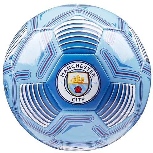 MANCHESTER CITY F.C. Ballon de Foot Taille 3, 4 ou 5, Ballon Officiel du Club, Idée Cadeau pour Fan de Foot (Bleu, Taille 3)