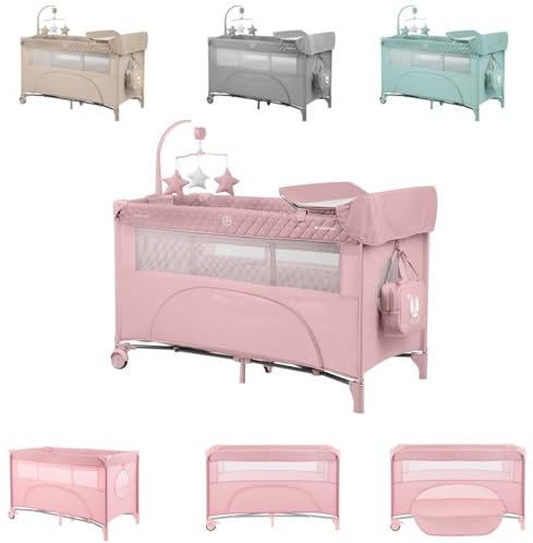 Kikkaboo Reisebett Nighty Night, 2 Ebenen, Spielbogen, 2 Räder, Wickelauflage