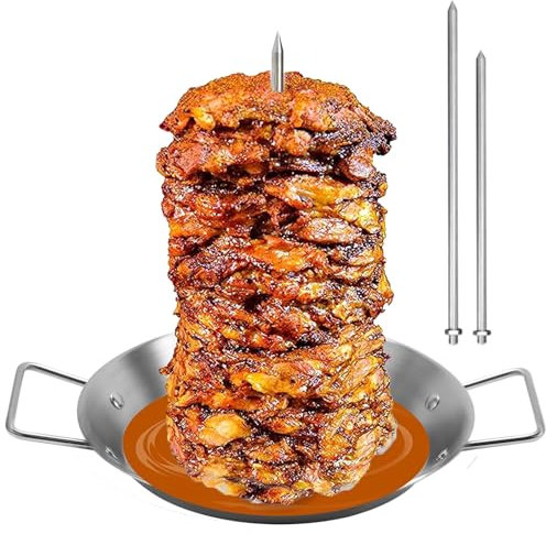 Spiedo verticale per barbecue, supporto per spiedini verticali per kebab in acciaio inossidabile Spiedini per pollo BBQ Grill con 3 punte di ricambio Spiedo verticale brasiliano per bistecca