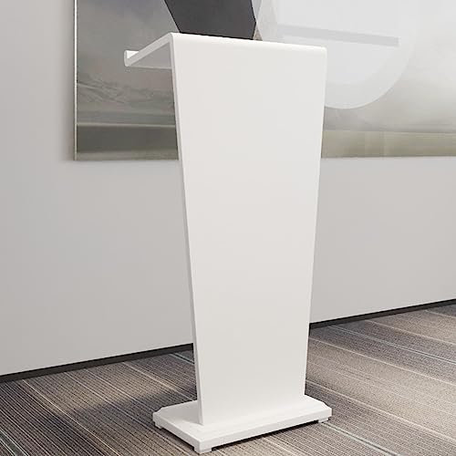Minimalistisches Podium-Rednerpult, gebogenes Holzpodest, Sockel-Kirchenkanzel, 45 Zoll hohes Boden-Stehpult, Präsentationskanzel für Schulen, Hochzeitsbüro,Weiß