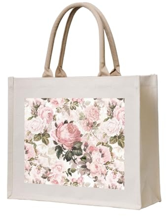 YWSOTRE Vintage Shabby Chic Sepia rosa Rosen, Tragetasche Canvas-Tasche Einkaufshandtasche Einkaufstüten, Mehrzweck-Schultertaschen