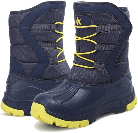 TORISKY Enfant Bottes d'hiver Garçons Filles Chaude Doublé Anti-dérapant Bottes de Neige(T5-Blue/Yellow 33EU)