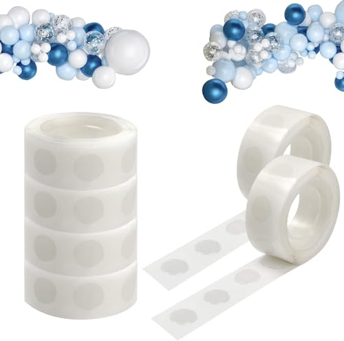 DYMHQ 600Pcs Balloon Glue Point Dots, 6 Rolls Adhesive Point Tape, Double Sided Round Dots Stickers Tape, Removable Balloon Sticky Dots Tape, Strong Glue Sticky Dots for DIY Craft Wedding Decoration