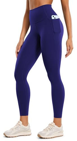 CRZ YOGA Women's Butterluxe 25'' Gym Leggings with Pockets - High Waisted Workout Leggings Buttery Soft Yoga Pants Larkspur Blue 12