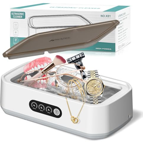 Limpiador Ultrasonidos, 650ml Limpiador Ultrasónico, 48000Hz Limpiador Gafas Ultrasónico, 40W Ultrasonic Cleaner, Maquina Ultrasonidos Limpieza para Gafas, Dentaduras, Joyas, Relojes, Razors