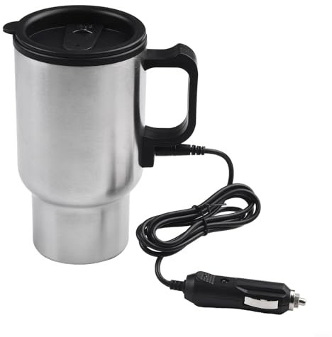 Portable Electric Water Heater Mug 450ML Stainless Steel Travel Coffee Cup,Stainless Steel Boiler Coffee Drinking Cup Bottle Water