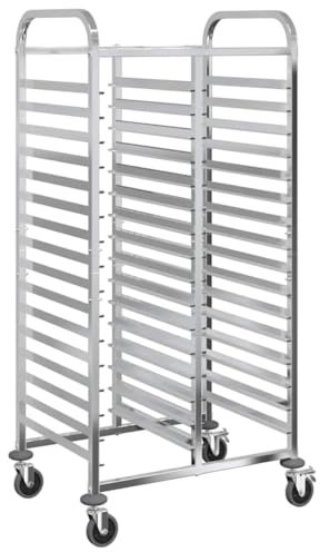 vidaXL Chariot à Plateaux 32 bacs GN 75x55x162,5 cm Acier Inoxydable, Support à Plateaux, Chariot de Boulangerie, Support à moules à Petits Pains