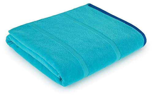 s.Oliver Strandtuch 090x180 cm - 100% Baumwolle, weich & saugstark, 380 g/m² Badetuch hellblau dunkelblau