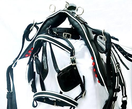 Finimento da tiro in nylon di design per carrozza monoposto, disponibile nelle taglie Pony, Cob e Full 008 (Full Horse)