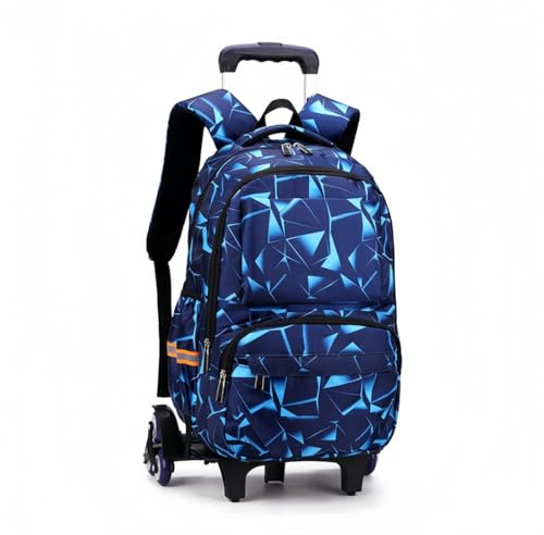 BOZONLI Sac à Dos à Roulettes Garçon, Cartable à Roulettes Voyage Etanche Amovible, Cartables Scolaires avec Chariot pour Enfants (Bleu)