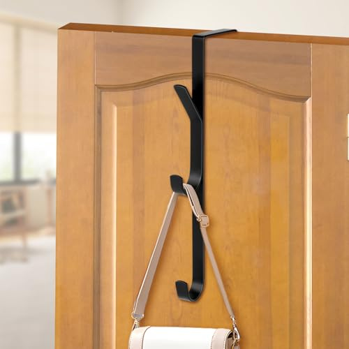 flintronic 1 appendiabiti da porta, 3 ganci da porta, verticale sopra la porta, appendiabiti in acciaio inox resistente, per asciugamani da camera da letto, vestiti, cappelli, borse (nero)
